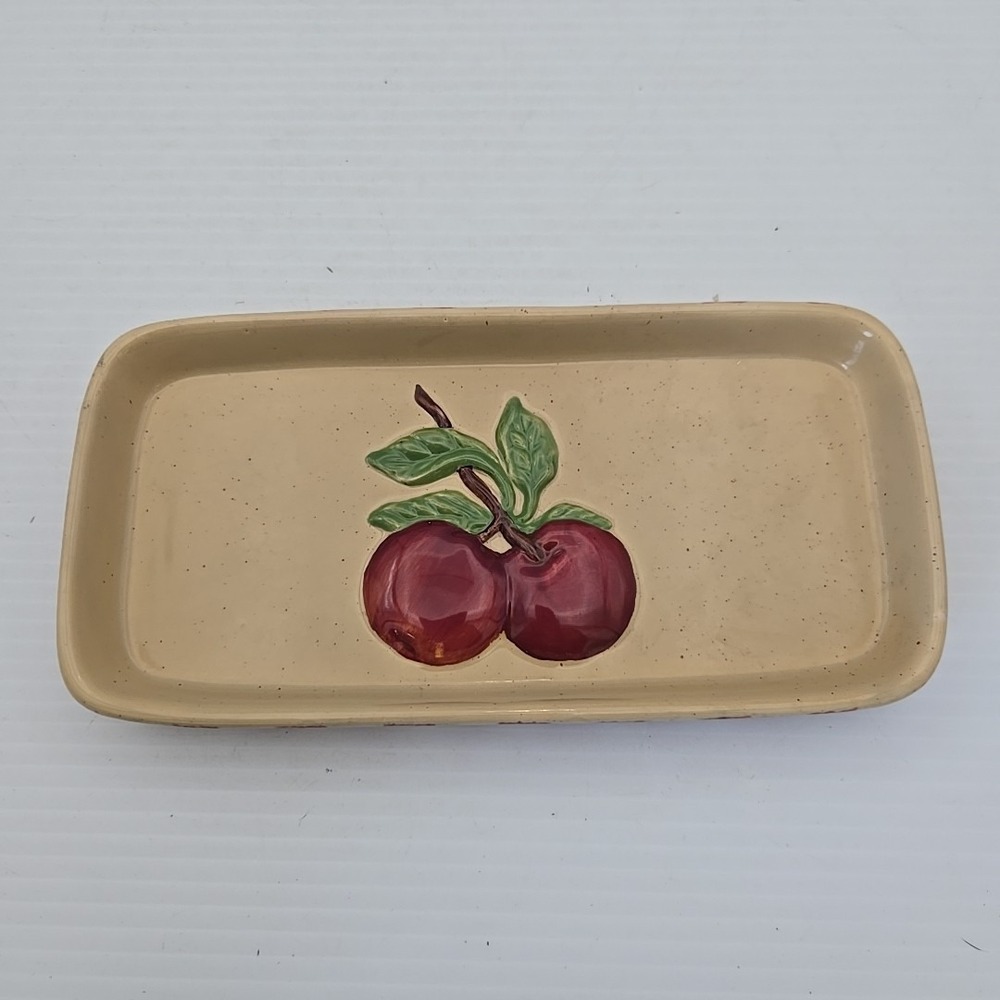 Cracker Barrel Old Country Store Covered Butter Dish Apple Design (No Top)‎
